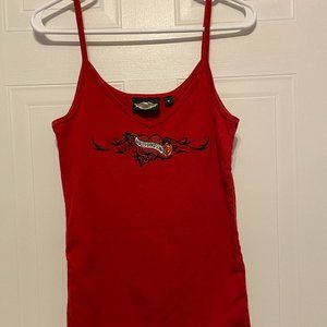 Harley Davidson women's  Red V-Neck Tank Top Size Medium